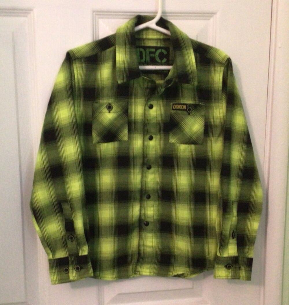 Dixxon DFC Youth Division Flannel Shirt S Green Black snap button